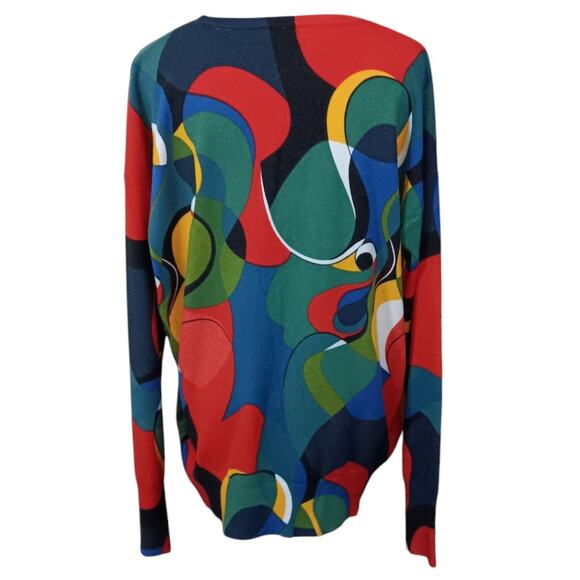 Men's Artsy Abstract‎ Lightweight Sweater M Colorful Art to Wear Work Office - Picture 12 of 12